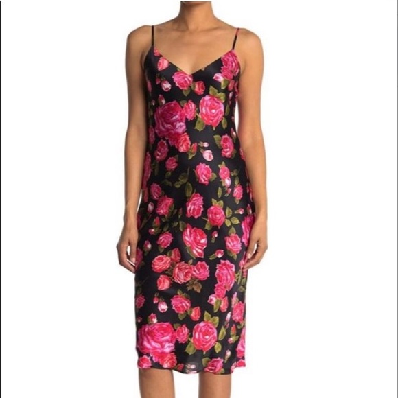 L'AGENCE Dresses & Skirts - L’AGENCE Pink Jodie Silk Floral Slip In Blackrose Cocktail Dress